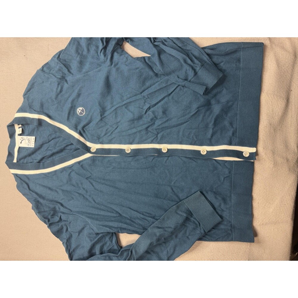 Puma Sweater Mens Large Blue Button Front V-Neck Arnold Palmer Golf Cardigan